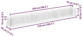 vidaXL Συρματοκιβώτιο-Γλάστρα Υπερυψωμένη 270x30x30 εκ. Γαλβ. Χάλυβας