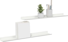 vidaXL Ράφι Τοίχου με ράφι Επιτοίχιο 2 pcs Λευκό 60 x 9 x 2,5 εκ