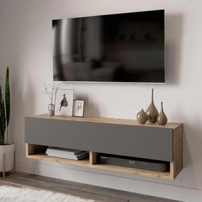 Roscoe wall TV unit with shelf color anthracite-oak 100x31,5x29cm 100x31.5x29 εκ.