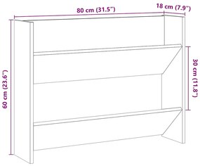 Παπουτσοθήκη Τοίχου Αρτισιανή Δρυς 80x18x60 εκ. Επεξ. Ξύλο 856543