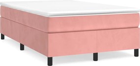 vidaXL Κρεβάτι Boxspring με Στρώμα Ροζ 120x200 εκ. Βελούδινο