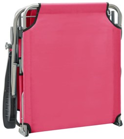 vidaXL Ξαπλώστρα Ροζ Ατσάλινη με Σκίαστρο