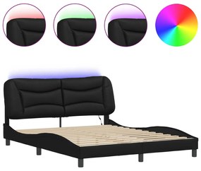 vidaXL Πλαίσιο κρεβατιού με LED χωρίς στρώμα Hvar Μαύρο 160x200εκ.