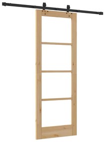 vidaXL Συρόμενη Πόρτα Καφέ 73.5 x 198.5 εκ. Ξύλο και μέταλλο