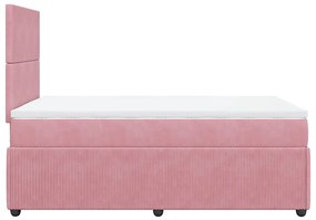 vidaXL Κρεβάτι Boxspring με Στρώμα Ροζ 120x200 εκ. Βελούδινο