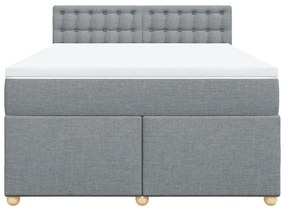 Κρεβάτι Boxspring με Στρώμα Ανοιχτό Γκρι 140x190 εκ. Υφασμάτινο - Γκρι