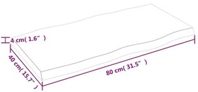 Επιφ Τραπεζιού Αν Καφέ 80x40x(2-4)εκ. Ακατέργ. Μασίφ Ξύλο Δρυός - Καφέ