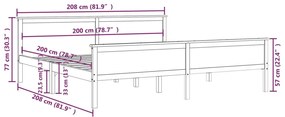 ΠΛΑΙΣΙΟ ΚΡΕΒΑΤΙΟΥ 200 X 200 ΕΚ. ΑΠΟ ΜΑΣΙΦ ΞΥΛΟ ΠΕΥΚΟΥ 322180