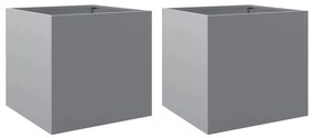 vidaXL Ζαρντινιέρες 2 τεμ. Ασημί 42 x 40 x 39 εκ. Γαλβανισμένο Χάλυβα