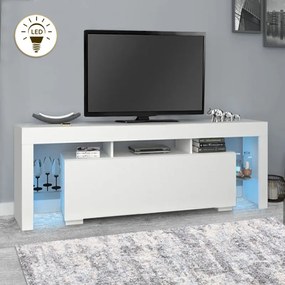 Έπιπλο τηλεόρασης Stilo Megapap από μελαμίνη με φωτισμό LED χρώμα λευκό 150x37x52εκ.-GP028-0028,1
