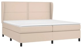 Κρεβάτι Boxspring με Στρώμα Καπουτσίνο 200x200εκ.από Συνθ.Δέρμα - Καφέ