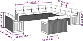 vidaXL Σετ Καναπέ Κήπου 13τεμ Μπεζ Συνθ. Ρατάν με Μαξιλάρια