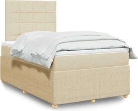vidaXL Κρεβάτι Boxspring με Στρώμα Κρεμ 120x200 εκ. Υφασμάτινο