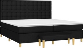 vidaXL Κρεβάτι Boxspring με Στρώμα Μαύρο 200x200 εκ. Υφασμάτινο
