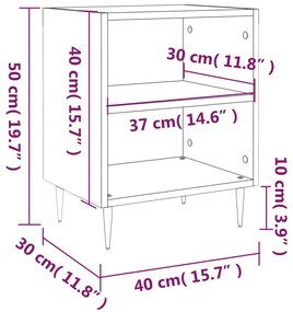 Κομοδίνα 2 τεμ. Γυαλ. Λευκά 40x30x50 εκ. από Επεξεργασμένο Ξύλο - Λευκό