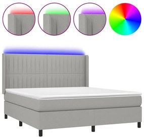 Κρεβάτι Boxspring με Στρώμα &amp; LED Αν.Γκρι 180x200εκ. Υφασμάτινο - Γκρι