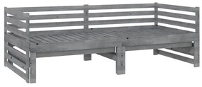 vidaXL Καναπές Κρεβάτι Γκρι 2 x (90 x 200) εκ. από Μασίφ Ξύλο Πεύκου