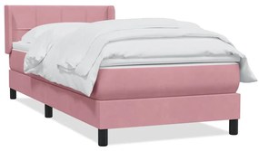 vidaXL Box Spring κρεβάτι με στρώμα ροζ 80x210 εκ. Βελούδινο