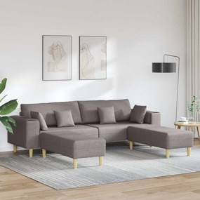 vidaXL Καναπές με μαξιλάρι 3 pcs Taupe ύφασμα