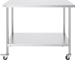 VEVOR Stainless Steel Work Table Commercial Prep Table 30x60 Inch With 4 Casters