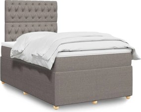 vidaXL Κρεβάτι Boxspring με Στρώμα Taupe 120x200 εκ. Υφασμάτινο