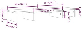 Βάση Οθόνης Καφέ Μελί 80 x 24 x 10,5 εκ. από Μασίφ Ξύλο Πεύκου - Καφέ