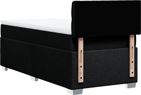 vidaXL Κρεβάτι Boxspring με Στρώμα Μαύρο 90x190 εκ.Υφασμάτινο