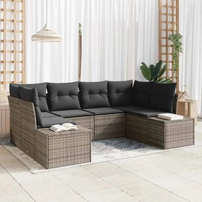 vidaXL Σετ Καναπέ Κήπου με μαξιλάρι 6 pcs Γκρι Πολυ ράταν