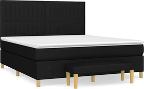 vidaXL Κρεβάτι Boxspring με Στρώμα Μαύρο 180x200 εκ. Υφασμάτινο