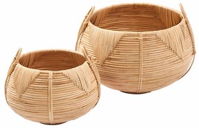 SIFIR ΚΑΛΑΘΙ ΜΕ ΛΑΒΕΣ SET 2ΤΜΧ RATTAN ΦΥΣΙΚΟ D45-32xH28-22cm - 022028