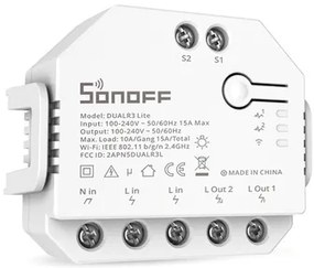 SONOFF smart διακόπτης DUALR3 Lite, 2-Gang, Wi-Fi, 15A, λευκός
