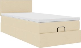 vidaXL Οθωμανικό κρεβάτι με στρώμα Cream 80x200cm ύφασμα