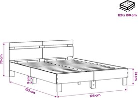 vidaXL Σκελετός Κρεβατιού Μαύρη Δρυς 120 x 190 cm Επεξεργασμένο Ξύλο