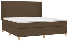 Κρεβάτι Boxspring με Στρώμα Σκούρο Καφέ 180x200 εκ Υφασμάτινο - Καφέ