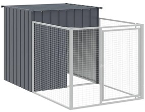 vidaXL Σπιτάκι Σκύλου με Αυλή Ανθρακί 110x201x110 εκ. Γαλβαν. Χάλυβας