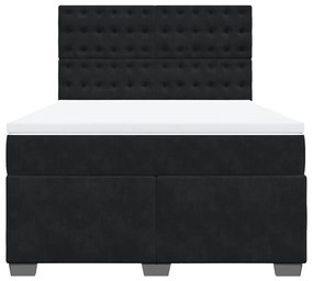 vidaXL Κρεβάτι Boxspring με Στρώμα Μαύρο 160x200 εκ. Βελούδινο