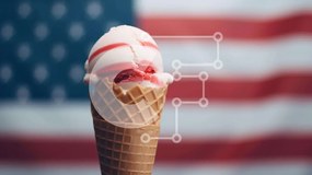 Σετ των 2 Intra Συλλεκτικό Ξύλινο Παζλ Plywood 4mm - Κώνος παγωτού αμερικανικής σημαίας Σε Ξύλινο Κουτί - Διαστάσεις: 10x10 cm – 25 κομμάτια