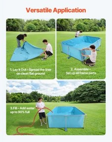 VEVOR Steel Frame Above Ground Swimming Pool 118 x 78 x 30 in Rectangular Blue