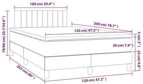 vidaXL Κρεβάτι Boxspring με Στρώμα Κρεμ 120x200 εκ. Υφασμάτινο