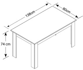 ΤΡΑΠΕΖΙ TITO MEGAPAP ΜΕΛΑΜΙΝΗΣ ΧΡΩΜΑ ΛΕΥΚΟ ΓΚΡΙ 138X80X74ΕΚ.