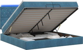 vidaXL Κρεβάτι Ottoman με Στρώμα και LED Σκούρο Μπλε 200 x 200 cm