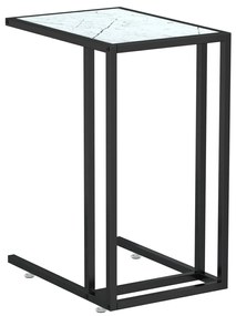 vidaXL Τραπέζι Υπολογ. Βοηθ. Λευκό Οψη Μαρμάρου 50x35x65εκ. Ψημ. Γυαλί