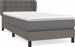 vidaXL Κρεβάτι Boxspring με Στρώμα Γκρι 80 x 200 εκ. Συνθετικό Δέρμα