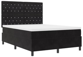 vidaXL Κρεβάτι Box Spring  με Στρώμα Μαύρο 140x200 εκ Βελούδο