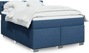 vidaXL Κρεβάτι Boxspring με Στρώμα Μπλε 140x200 εκ. Υφασμάτινο