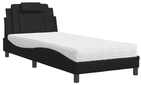 vidaXL Κρεβάτι με Στρώμα Μαύρο 80 x 200 εκ. από Συνθετικό Δέρμα