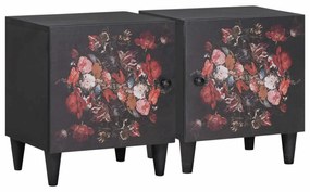 vidaXL Κομοδίνο με Πόρτα 2 pcs Μαύρο 40 x 33 x 46 εκ.