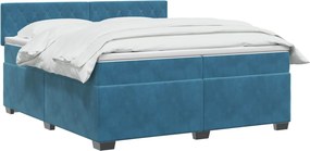 vidaXL Κρεβάτι Box Spring με Στρώμα και LED Μπλε 200 x 200 cm Βελούδο