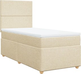 vidaXL Κρεβάτι Boxspring με Στρώμα Κρεμ 90x190 εκ.Υφασμάτινο
