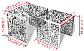 vidaXL Τραπεζάκια Ζιγκόν Τετράγωνα 2 τεμ. Ασημί από Αλουμίνιο